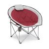 Oversized Padded Round Moon Outdoor Camping Folding Chair; Wine