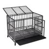 37"L x 29"H Heavy Duty Metal Dog Kennel Cage Crate with 4 Universal Wheels, Openable Flat Top and Front Door, Black