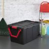 40 Gallon Wheeled Plastic Storage Bin; Black; Set of 2