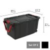 40 Gallon Wheeled Plastic Storage Bin; Black; Set of 2