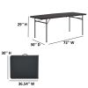 6 Foot Bi-Fold Plastic Folding Table; Black