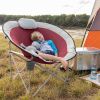 Oversized Padded Round Moon Outdoor Camping Folding Chair; Wine