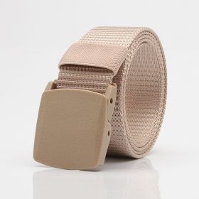 1pc Men's Nylon Automatic Belt; 6 Colors Available (Color: Beige Color)