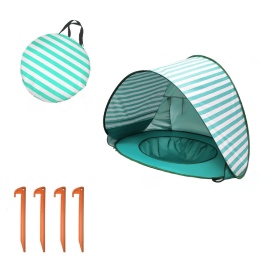 New Stylish Kids Beach Holiday Shade Splash Tent (Color: Green Stripes)