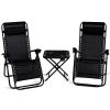 3PC Zero Gravity Reclining Lounge Chairs Pillows Table Portable Folding