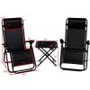 3PC Zero Gravity Reclining Lounge Chairs Pillows Table Portable Folding